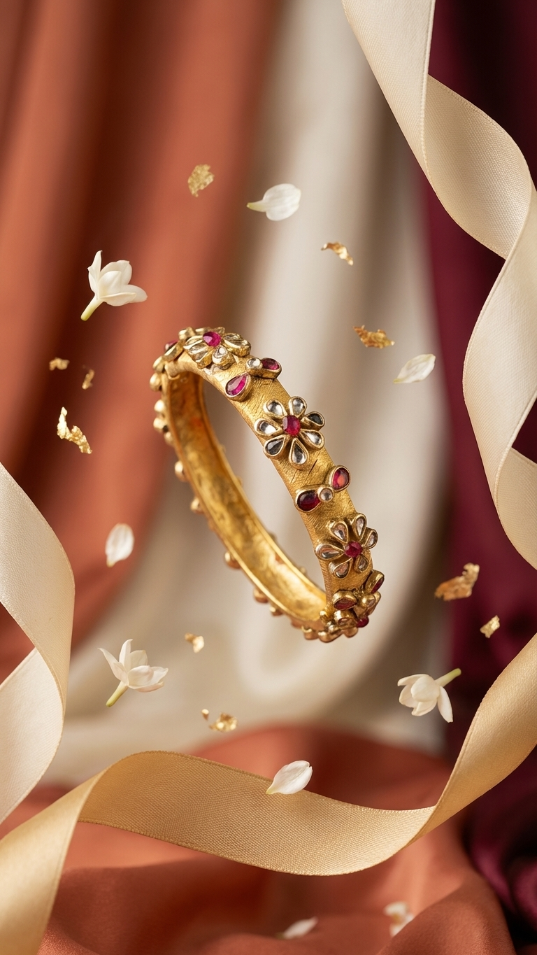 Thin Kundan bangles(single piece) SN-01-0000226