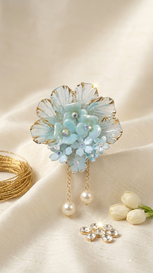 Aqua Cascade & Pearl Dangle Hair