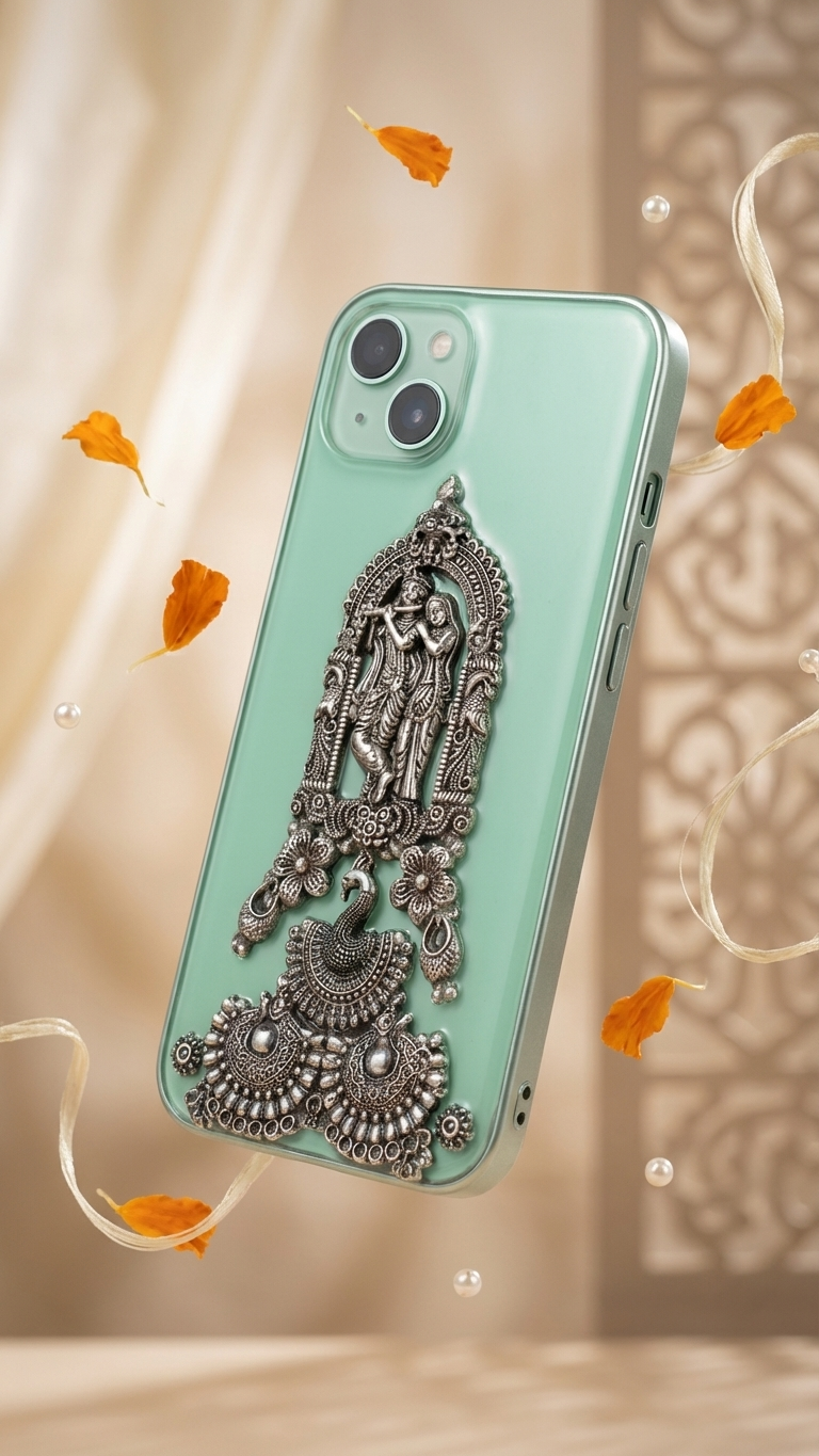 Radha Krishna Antique Resin Phone Case  SN-01-0000337