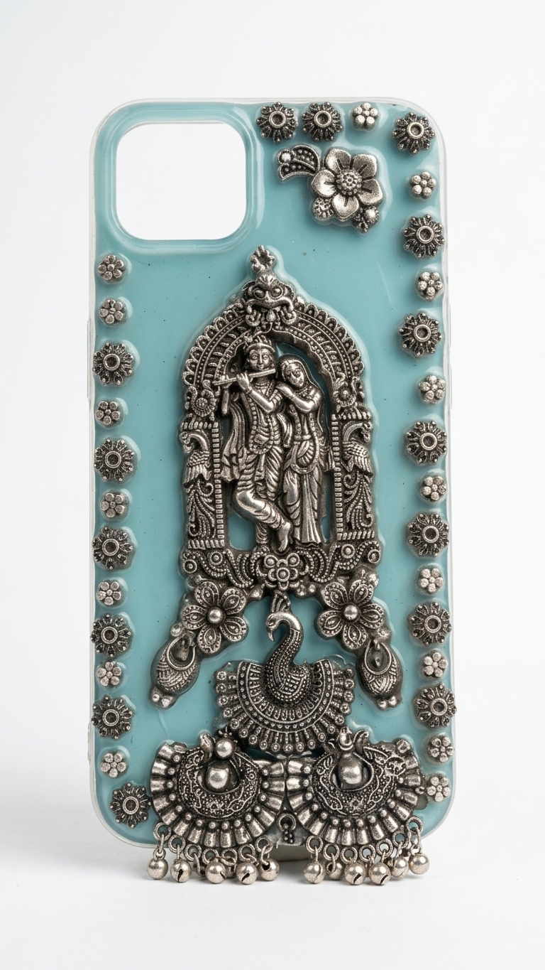 Radha Krishna Antique Resin Phone Case  SN-01-0000337