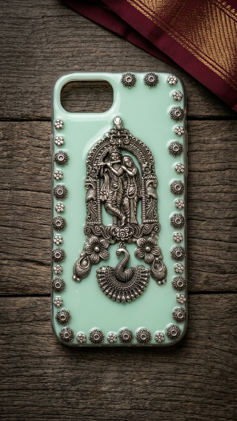 Radha Krishna Antique Resin Phone Case  SN-01-0000337