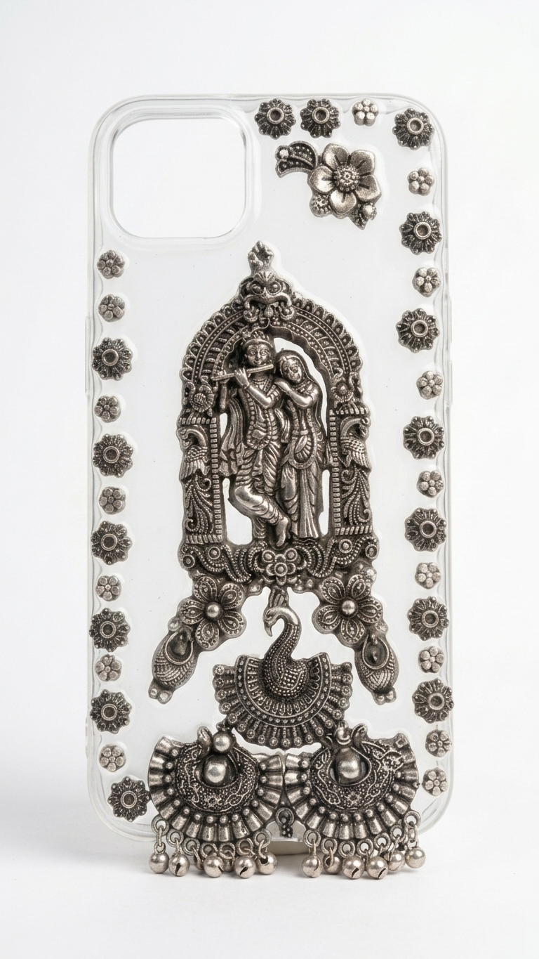 Radha Krishna Antique Resin Phone Case  SN-01-0000337