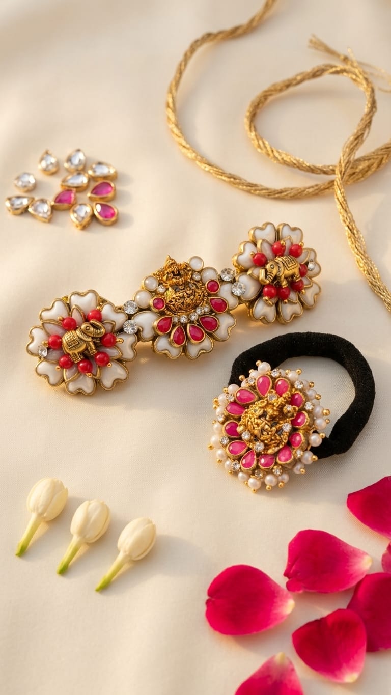 Lakshmi hair clip and hair tie combo  SN-01-0000368