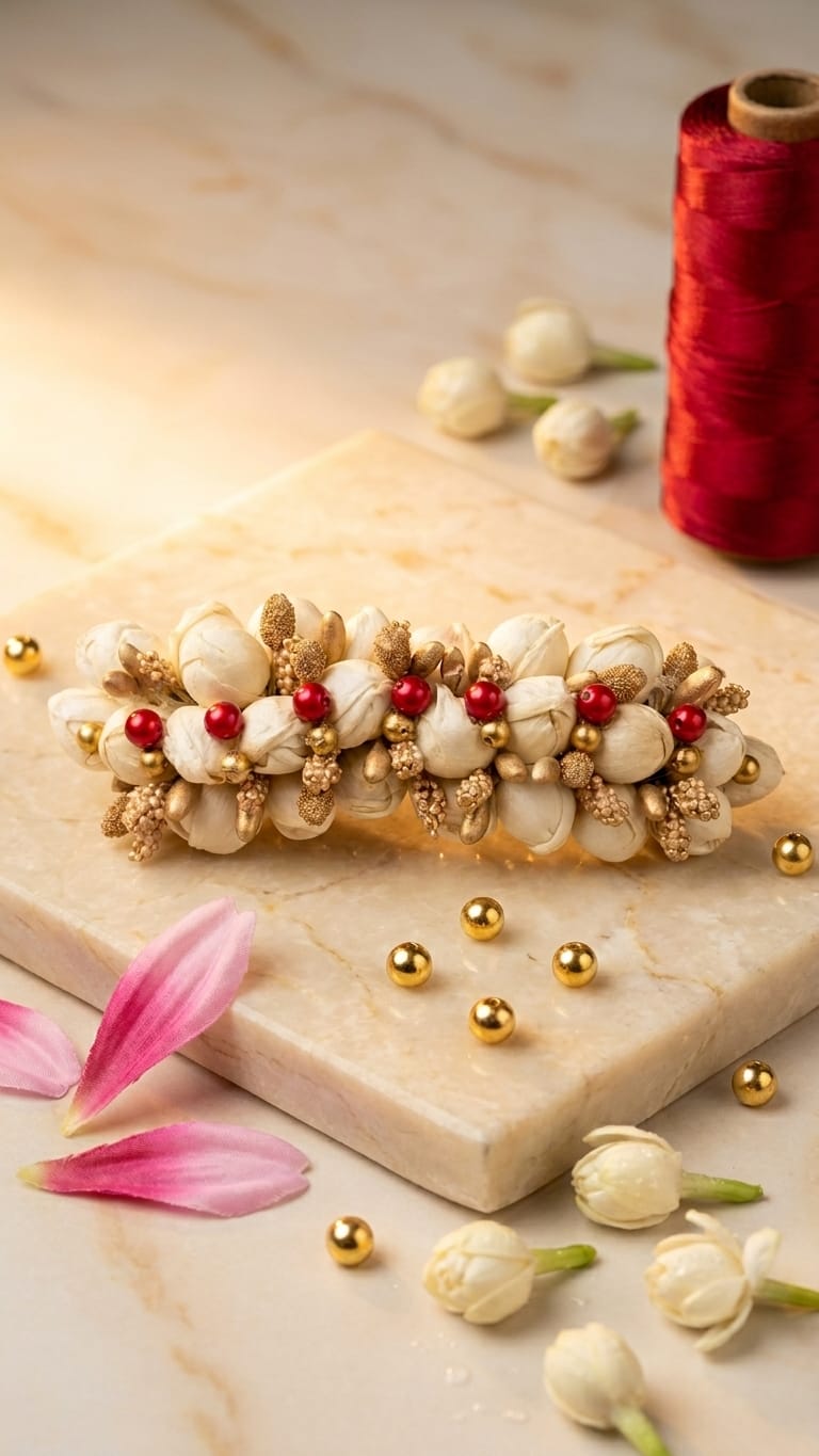 Gold and red accents jasmine clip  SN-01-0000364