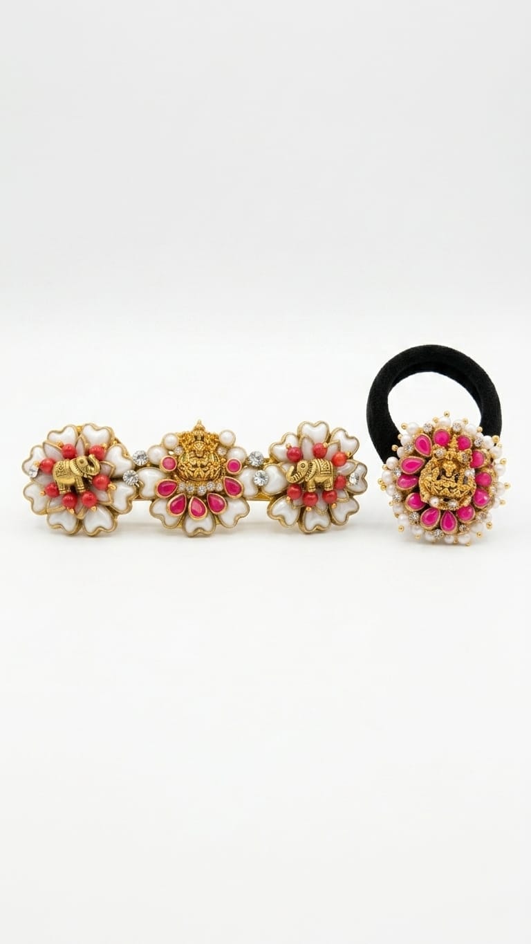 Lakshmi hair clip and hair tie combo  SN-01-0000368